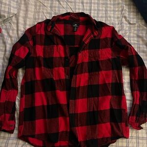 H&M Red and Black Plaid Flannel Shirt